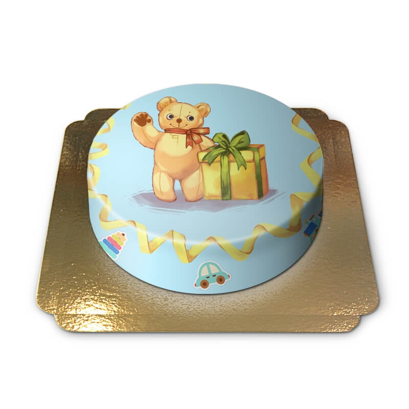 Teddybeer taart blauw