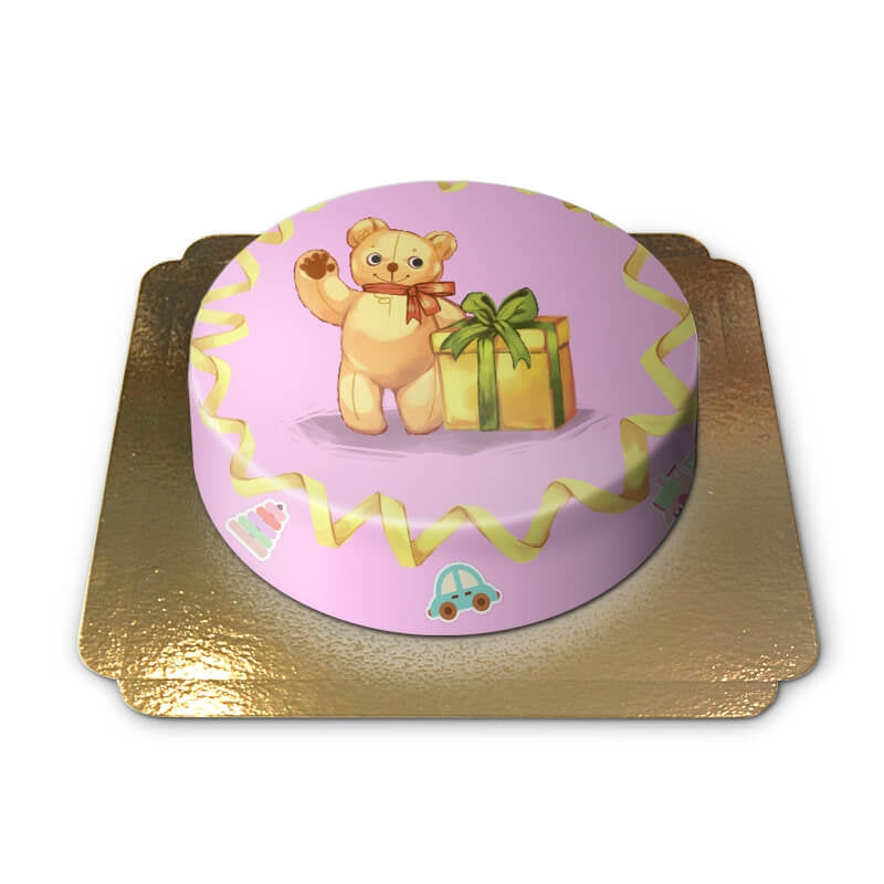 Teddybeer taart roze