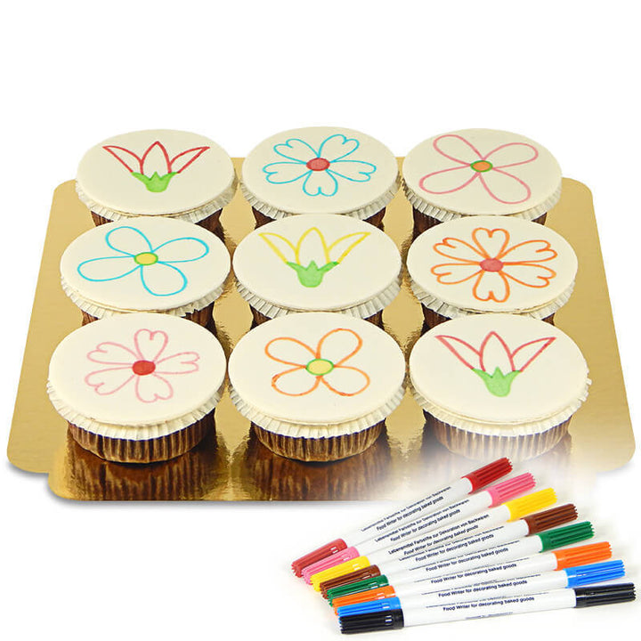 Cupcakes met eetbare inkt stiften