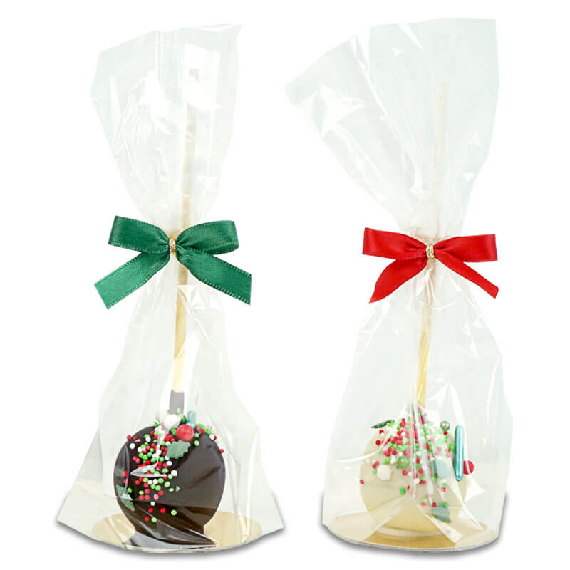 Luxe kerstcake pops met rode en groene sprinkles (10 stuks)