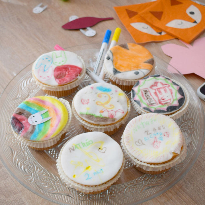 Cupcakes met eetbare inkt stiften