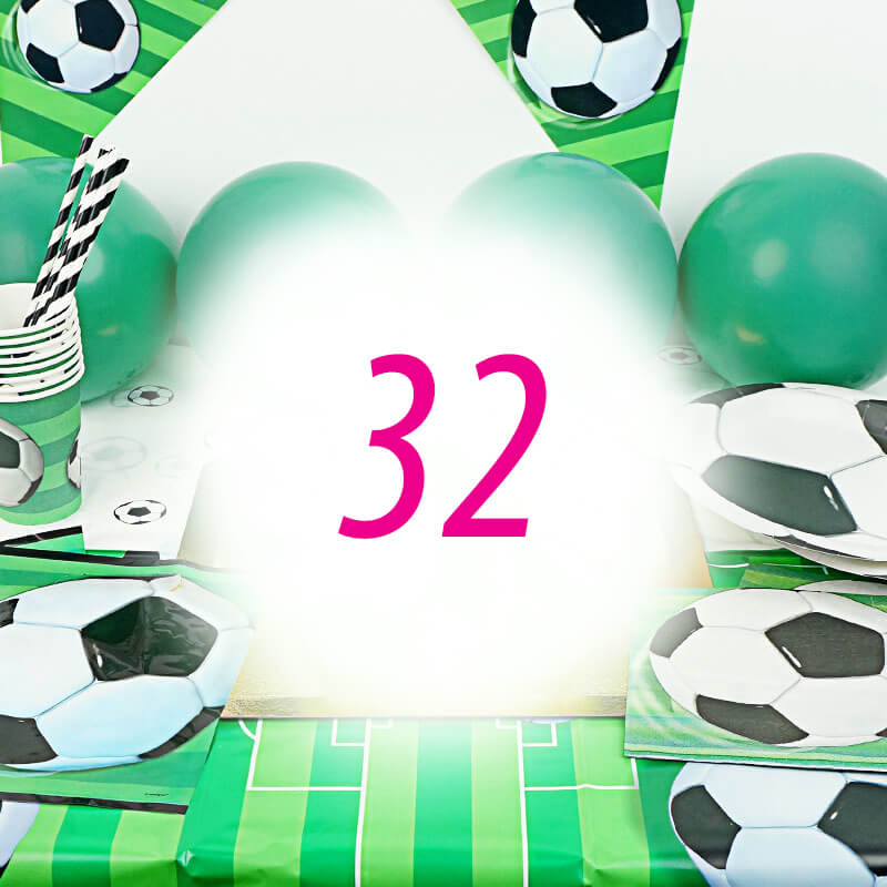 Voetbal partyset voor 32 personen – zonder taart Voetbal partyset voor 32 personen – zonder taart