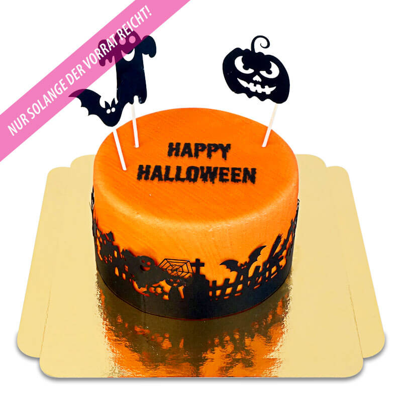 Luxe Happy Halloween-taart met taarttopper en banderol