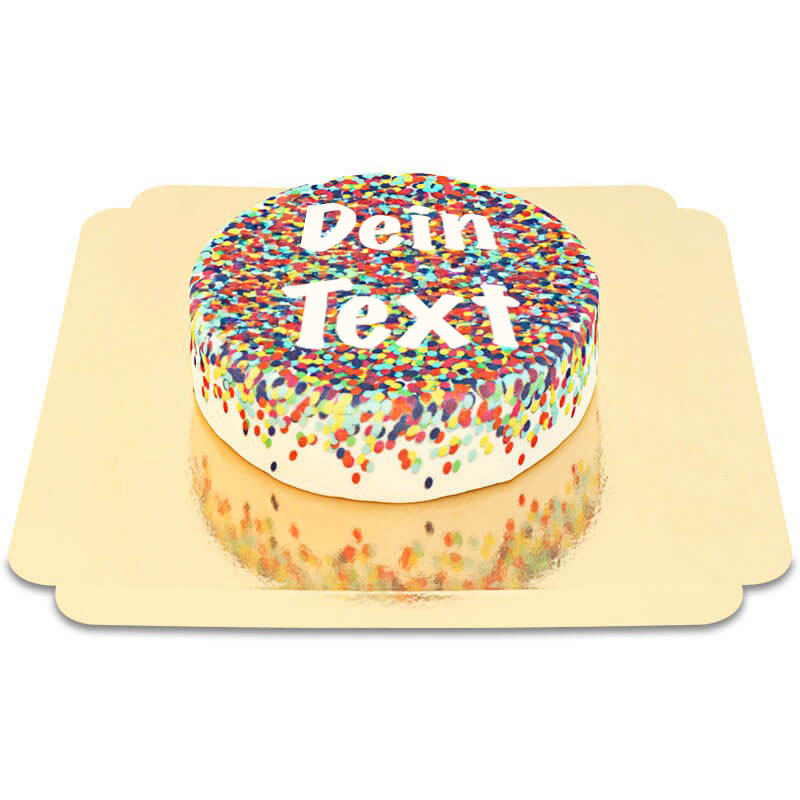 Confetti taart met persoonlijk tekst