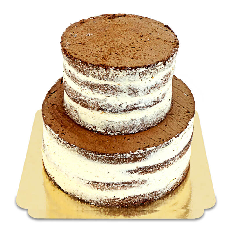 Naked Cake choco-Vanille twee lagen
