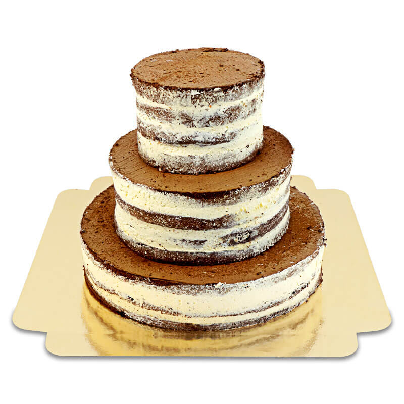 Naked Cake choco-Vanille drie lagen