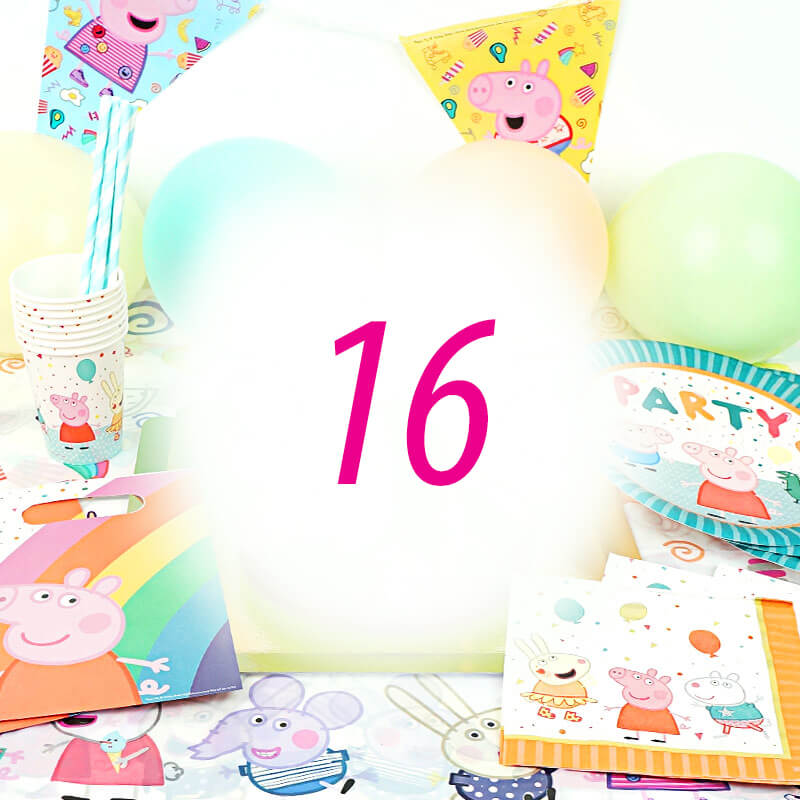 Peppa Pig Partyset voor 16 personen zonder taart