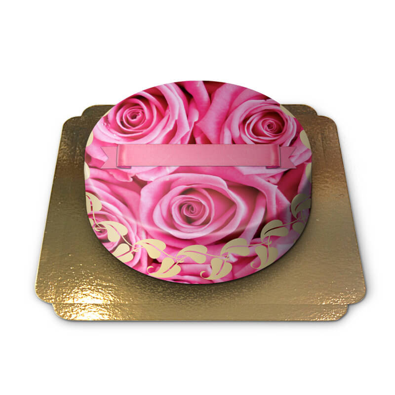 roze rozen taart