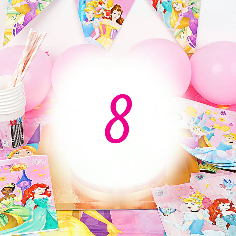 Partyset Prinsessen voor 8 kinderen - zonder taart