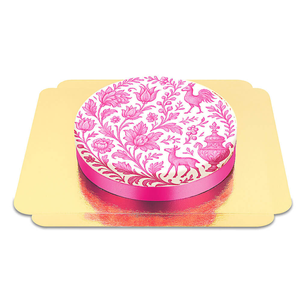 Roze porseleinbeschilderde taart