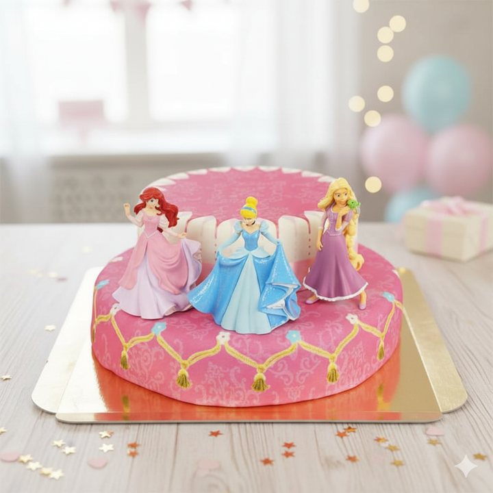 Stapeltaart (2 verdiepingen) met 3 prinsessen®