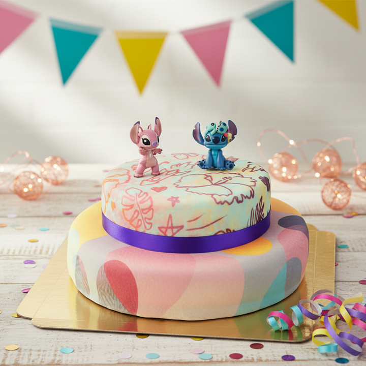 Angel & Stitch® op een 2-laagse taart