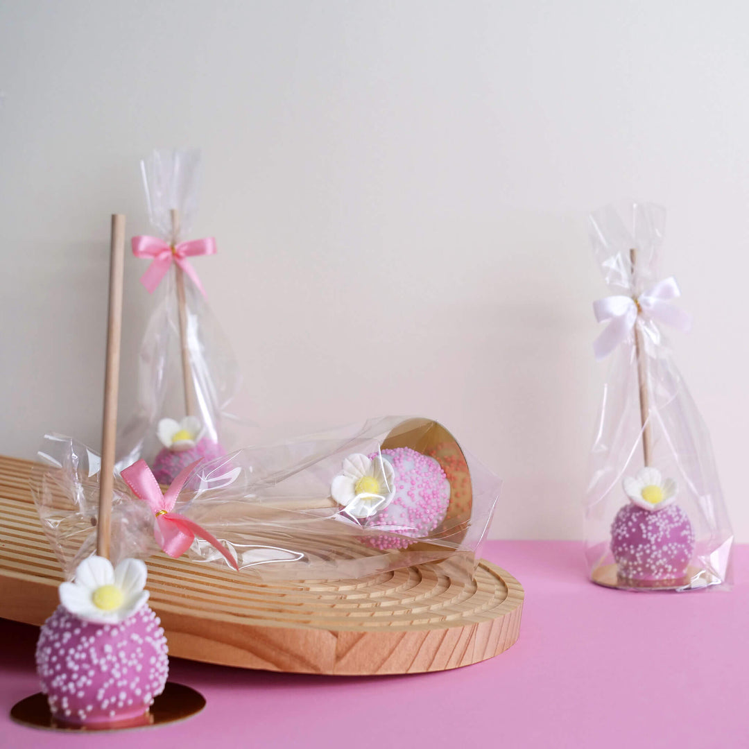 Bloeiende cake-pops wit & roze (10 stuks)