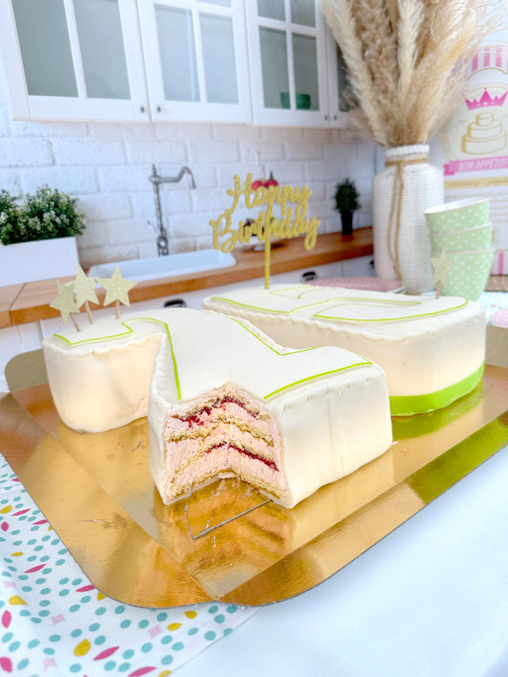 Dubbele cijfer taart, verschillende kleuren 