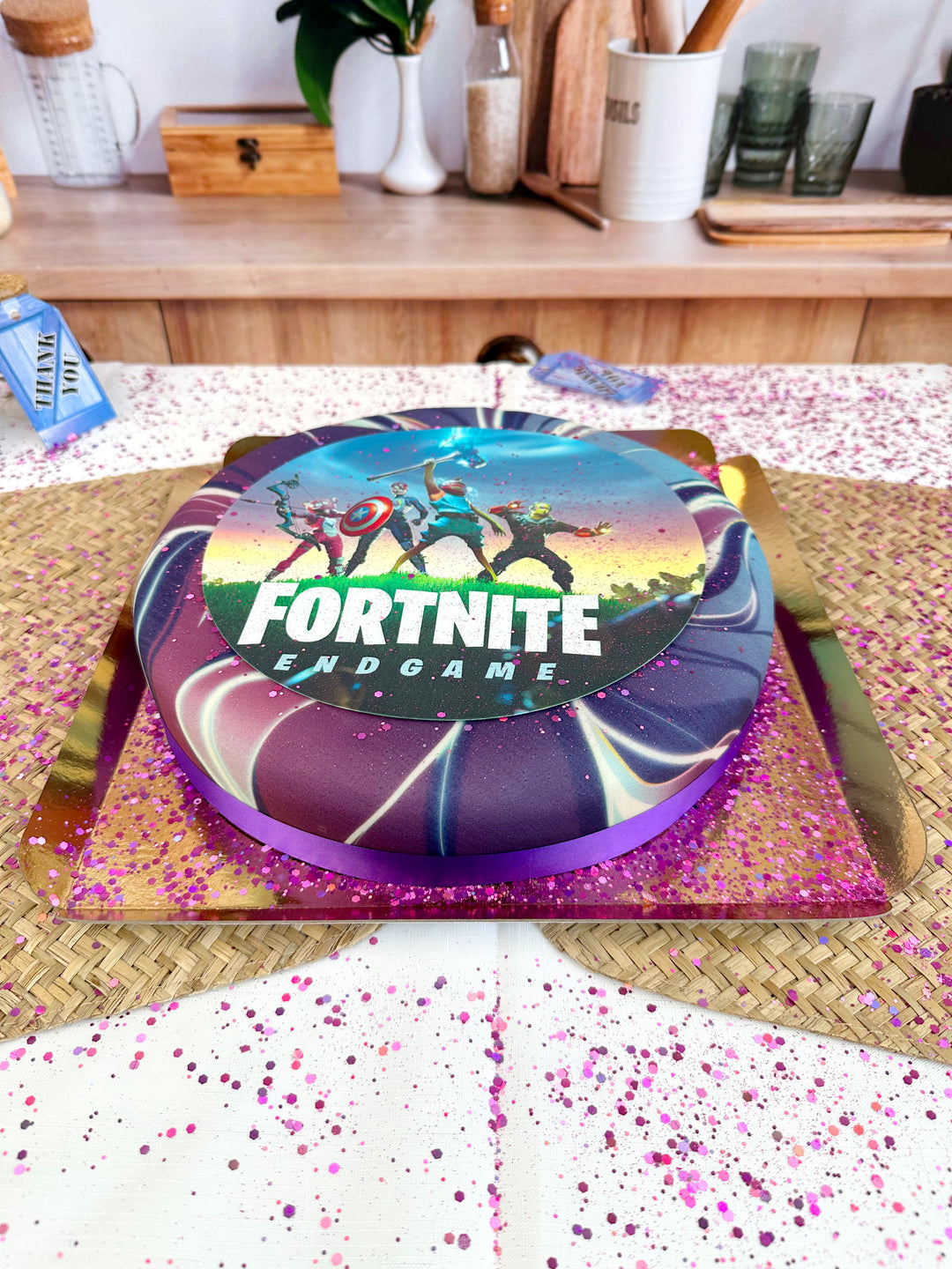Fortnite®-taartdecoratie op Galaxy-taart