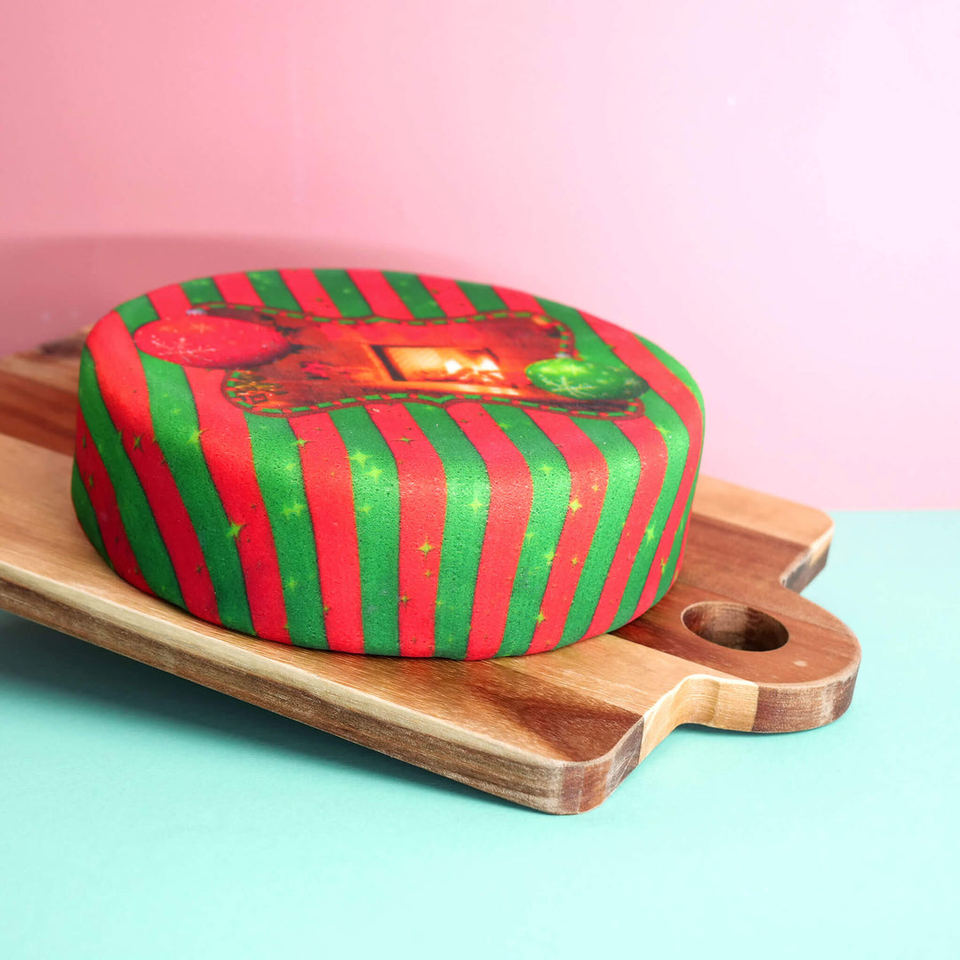 Fototaart met kerstlijst, rond