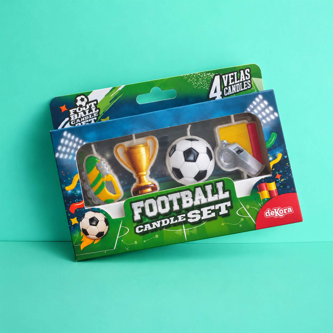 Voetbal taartkaarsjes-set (4 stuks)