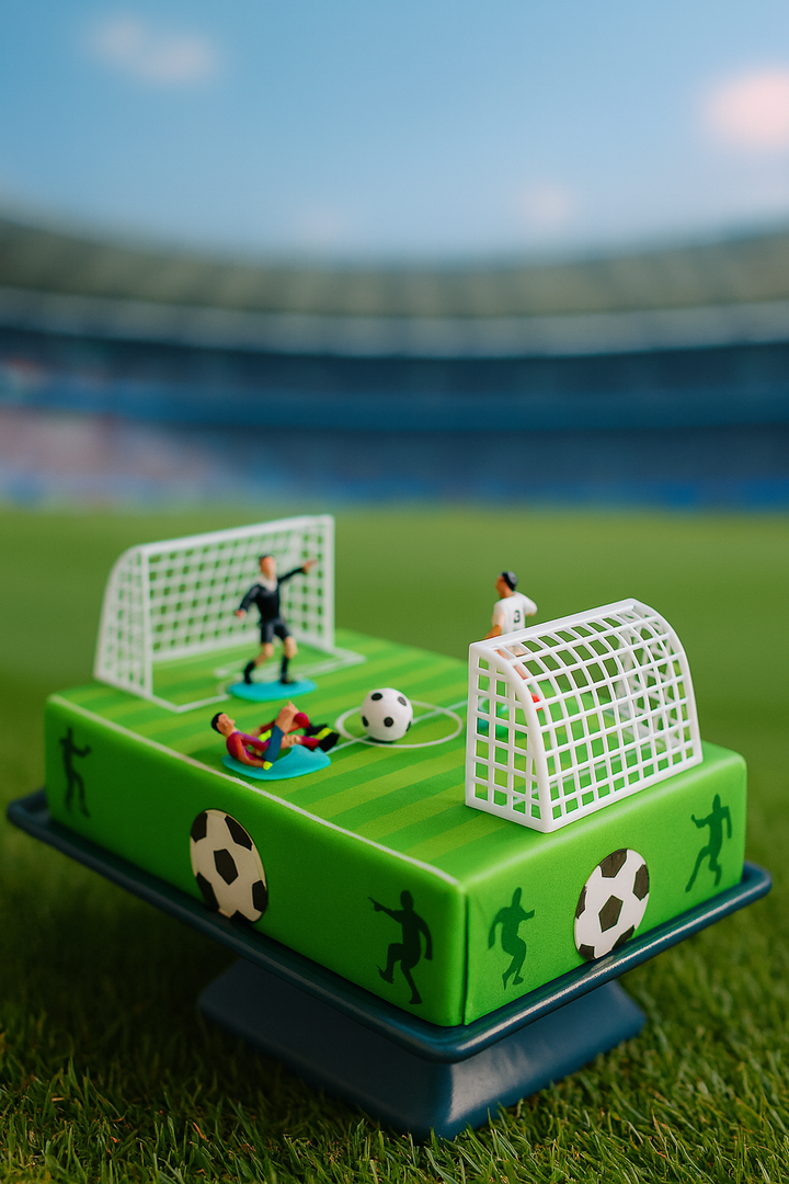 Voetballer op voetbalveldtaart