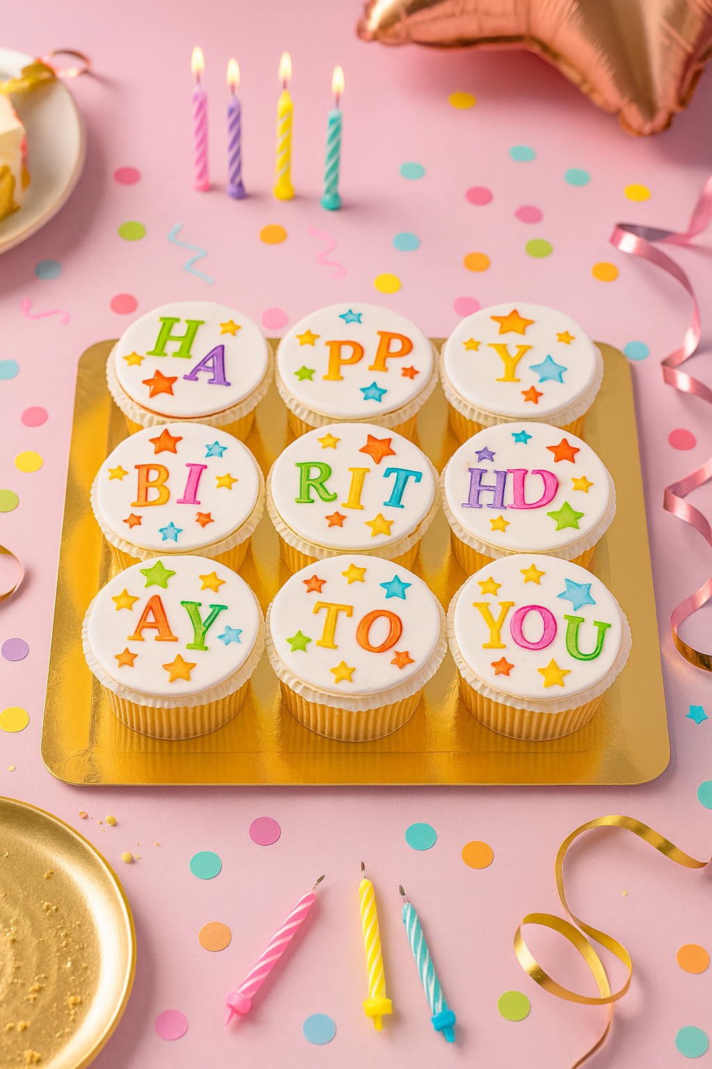 Verjaardag cupcakes, 9 stuks