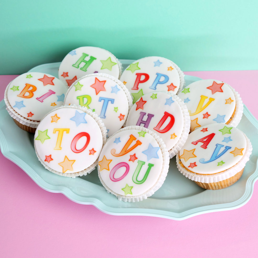 Verjaardag cupcakes, 9 stuks