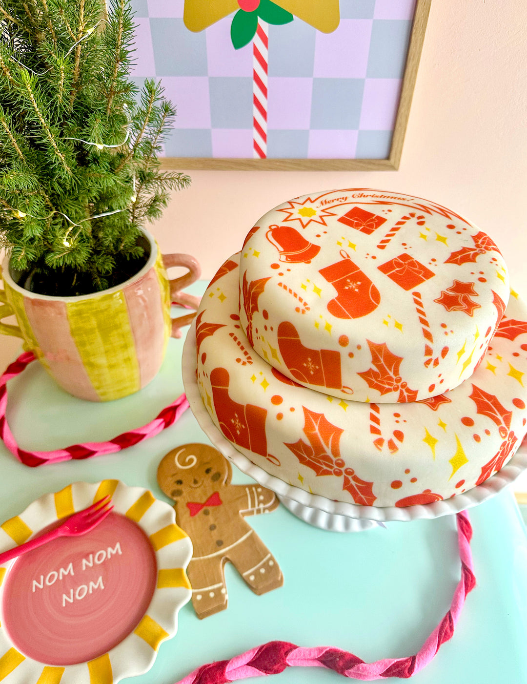 Cadeaupapier-taart 'Kerstmis'