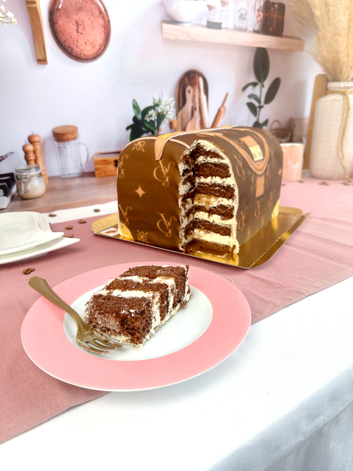 Handtassen taart VG, bruin met beige details 