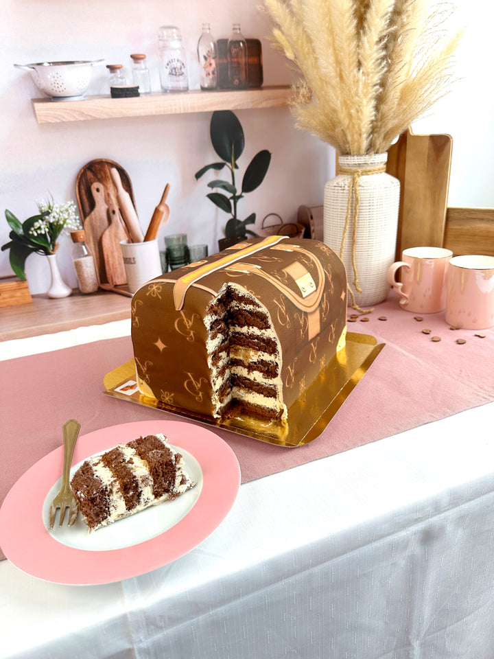 Handtassen taart VG, bruin met beige details 