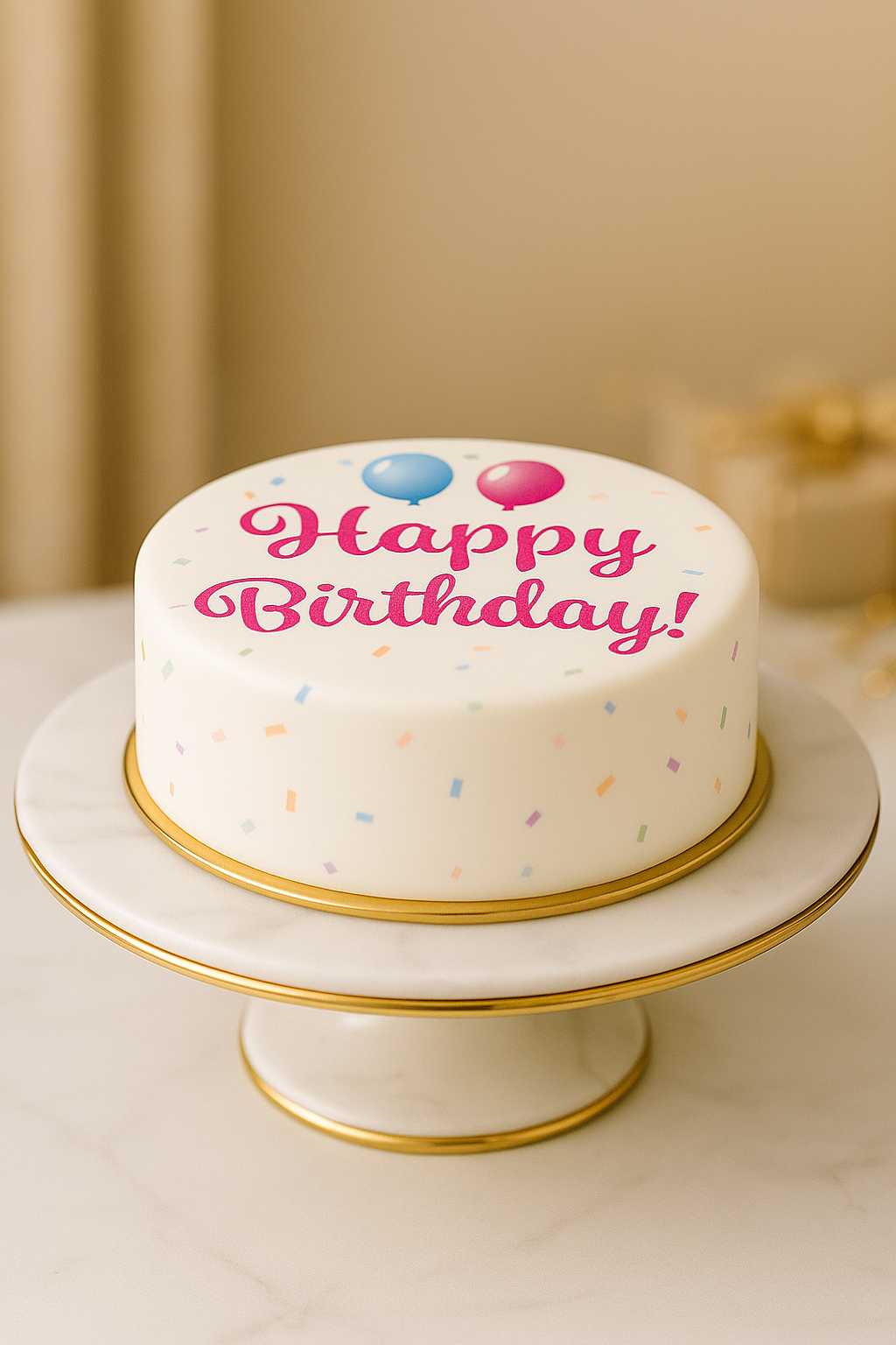 Happy Birthday taart roze