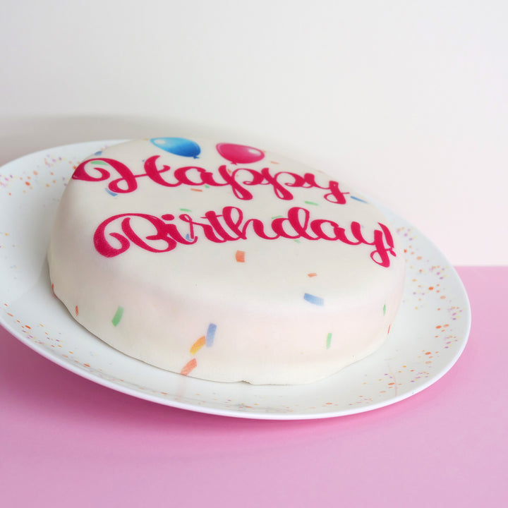 Happy Birthday taart roze