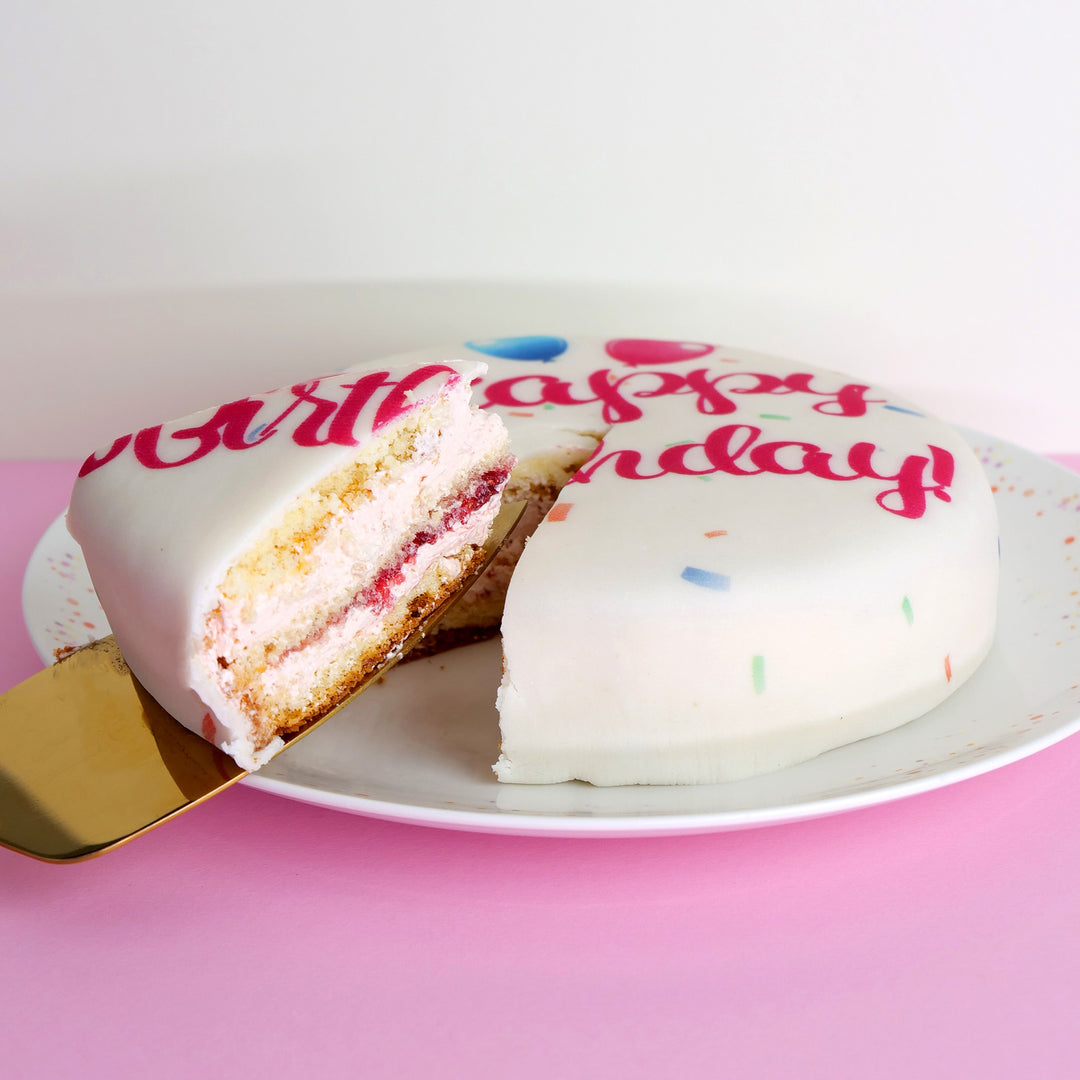 Happy Birthday taart roze