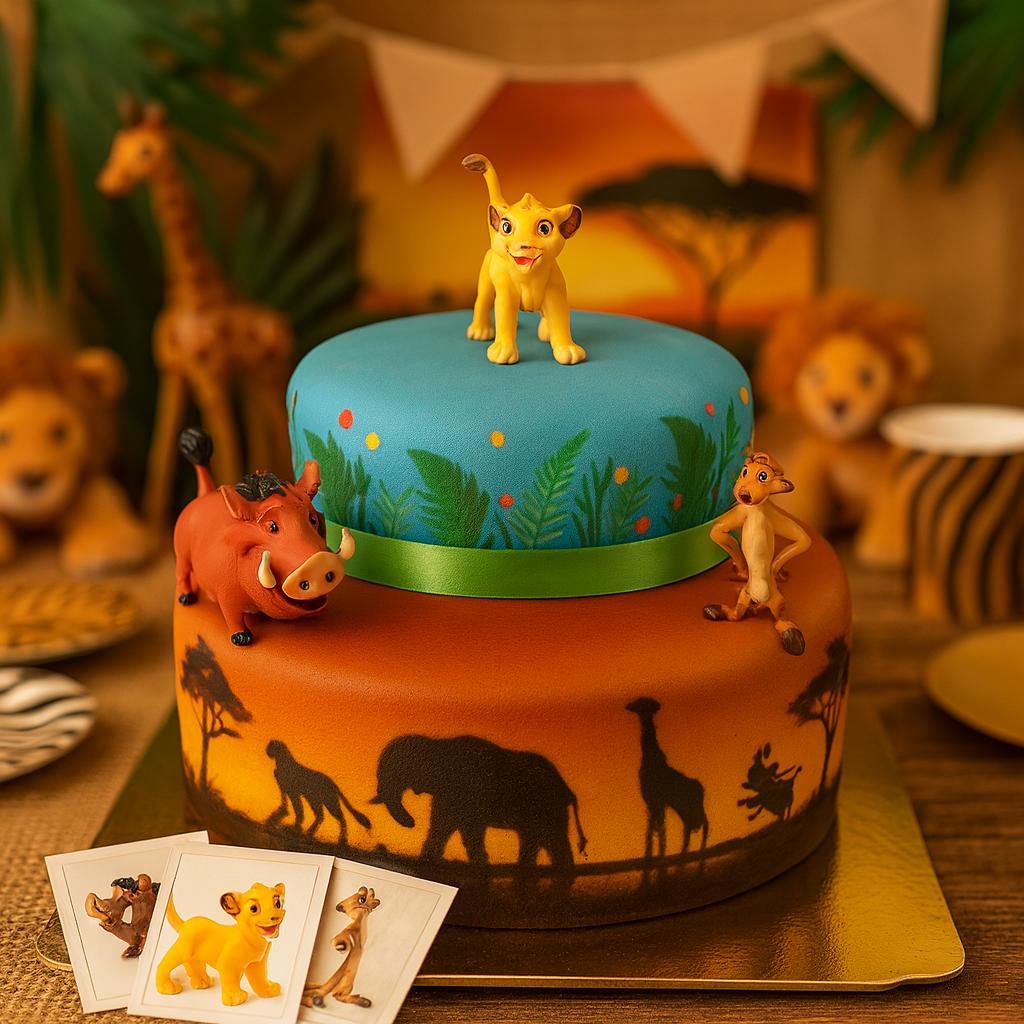 Simba®, Timon® en Pumba®, twee-verdiepingen savanne taart 
