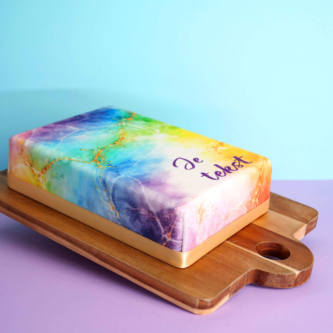 Vierkante regenboog marmerpatroon-taart