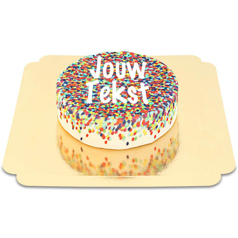 Confetti taart met persoonlijk tekst