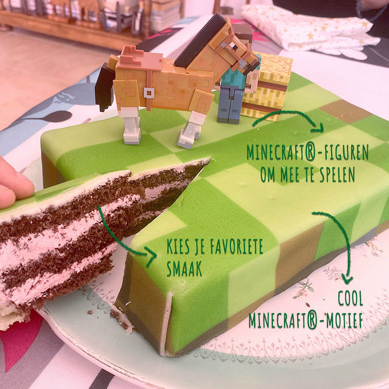 Minecraft®-figuur op speelwereldaart