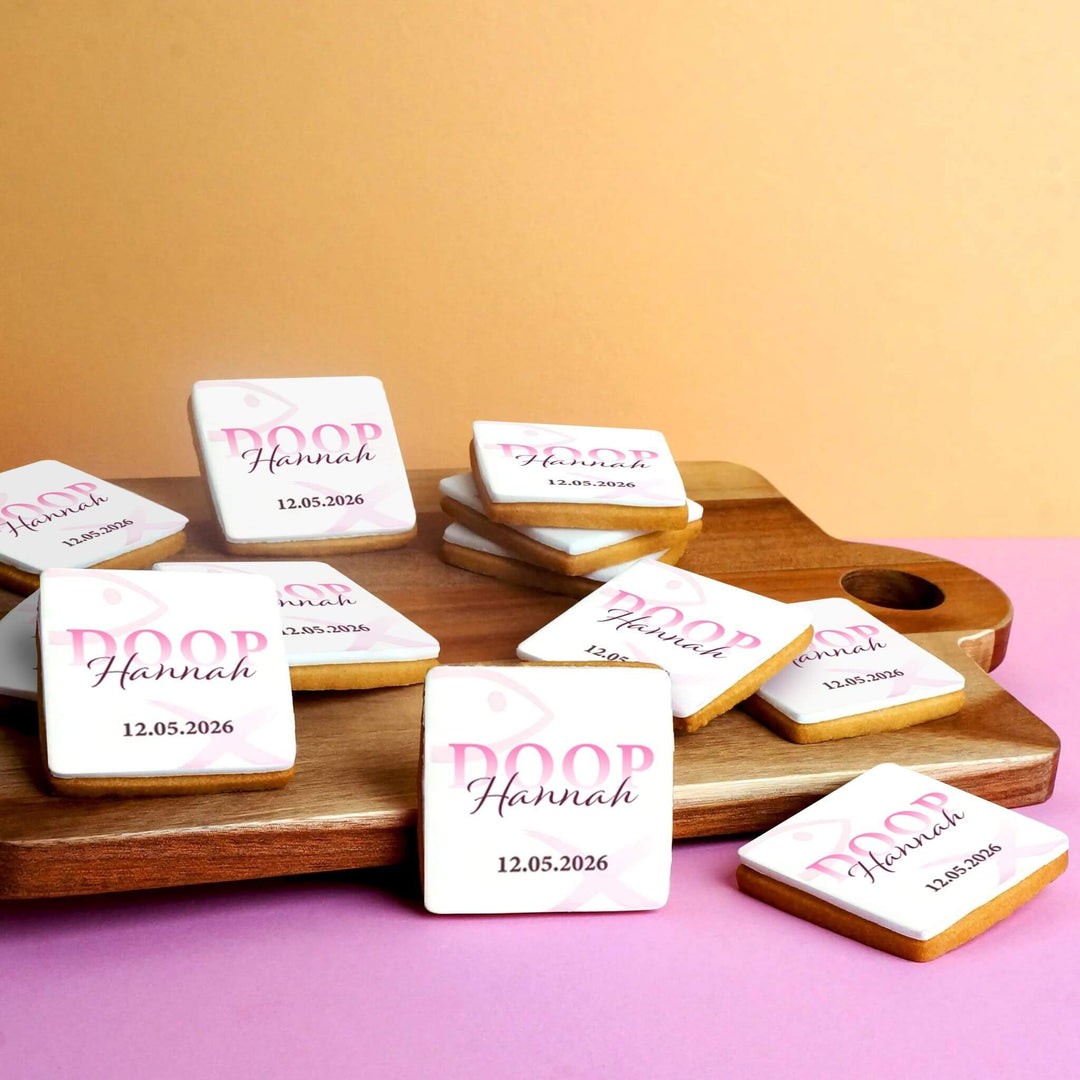 Roze koekjes voor doop (12 stuks)