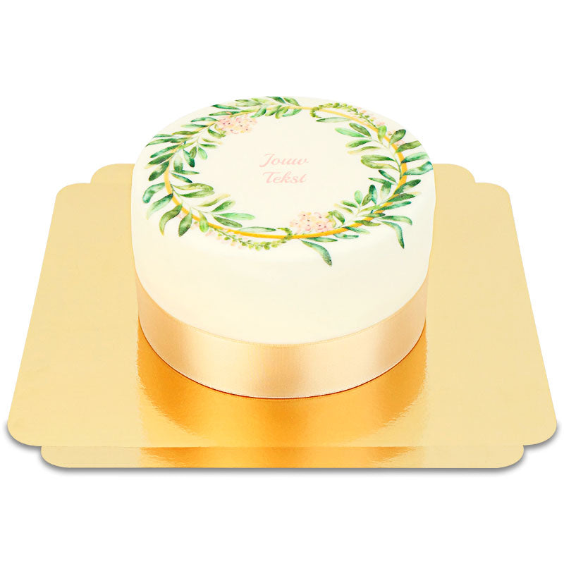 Luxe eukalyptus taart + persoonlijke tekst