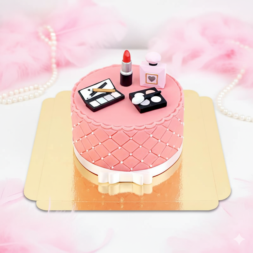 Luxe Make-Up taart met wit lint