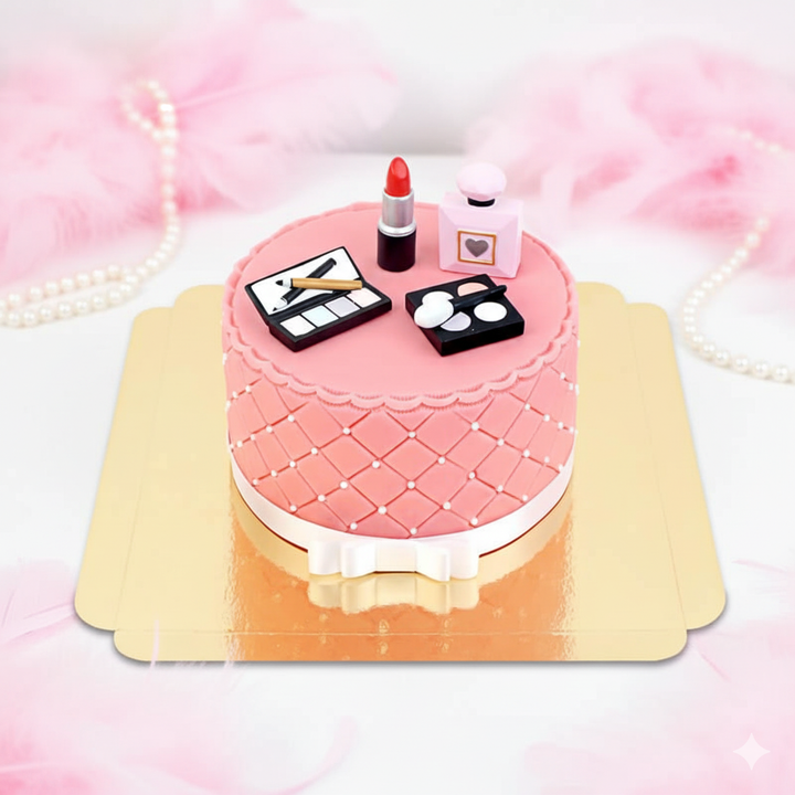 Luxe Make-Up taart met wit lint