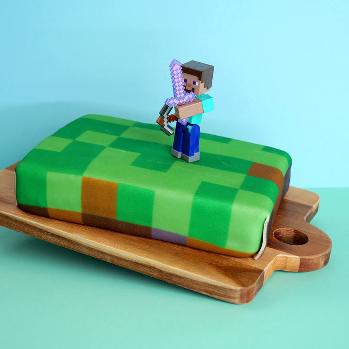 Minecraft®-figuur op speelwereldaart