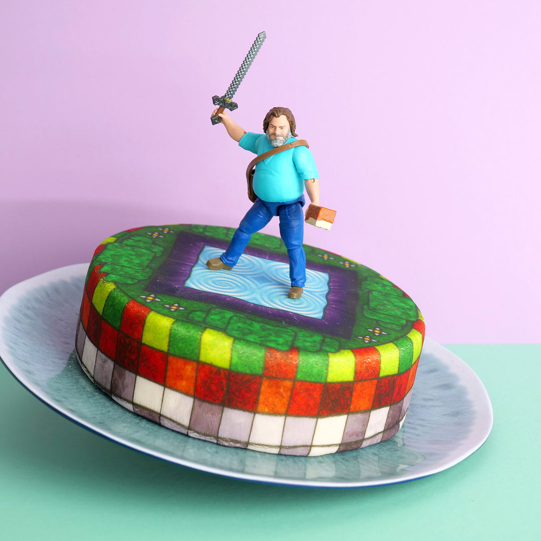 Minecraft®-figuur op dimensiepoort-taart