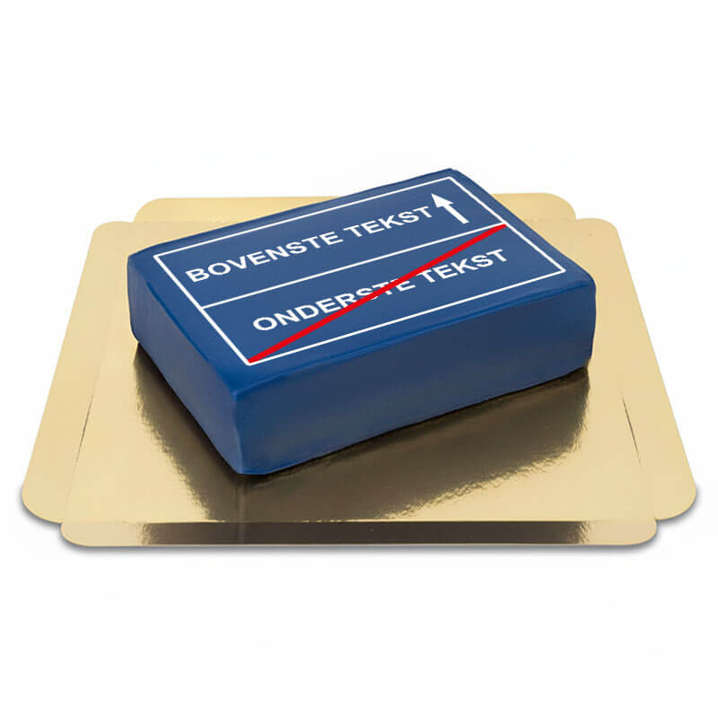 Rechthoekige straatnaambord-taart + persoonlijke tekst