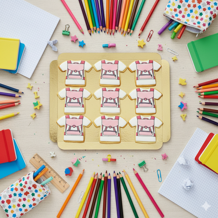 Roze schooltaskoekjes (12 stuks)