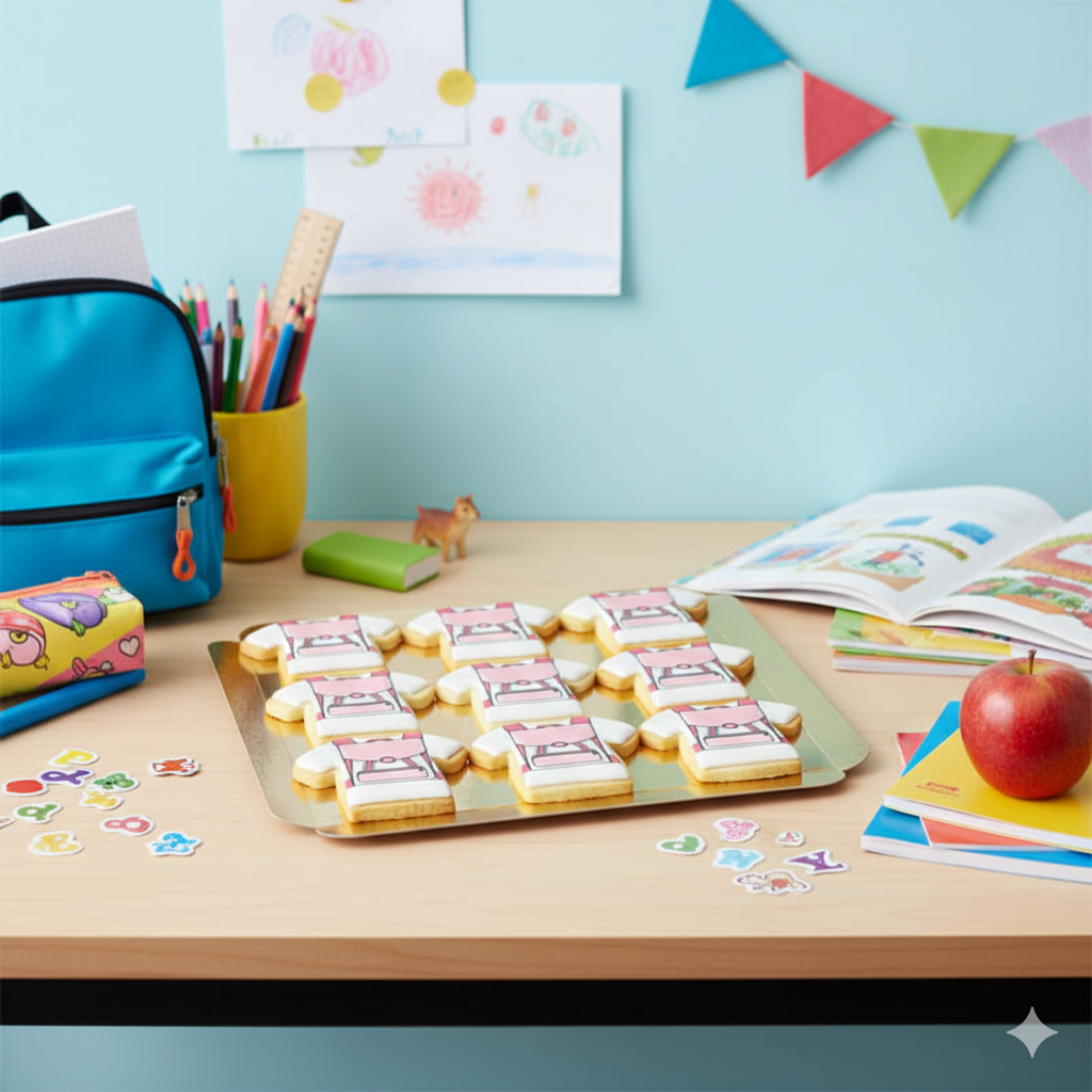 Roze schooltaskoekjes (12 stuks)