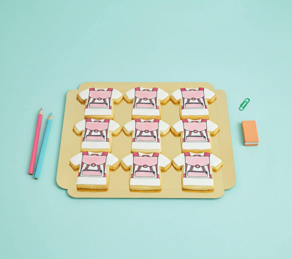 Roze schooltaskoekjes (12 stuks)