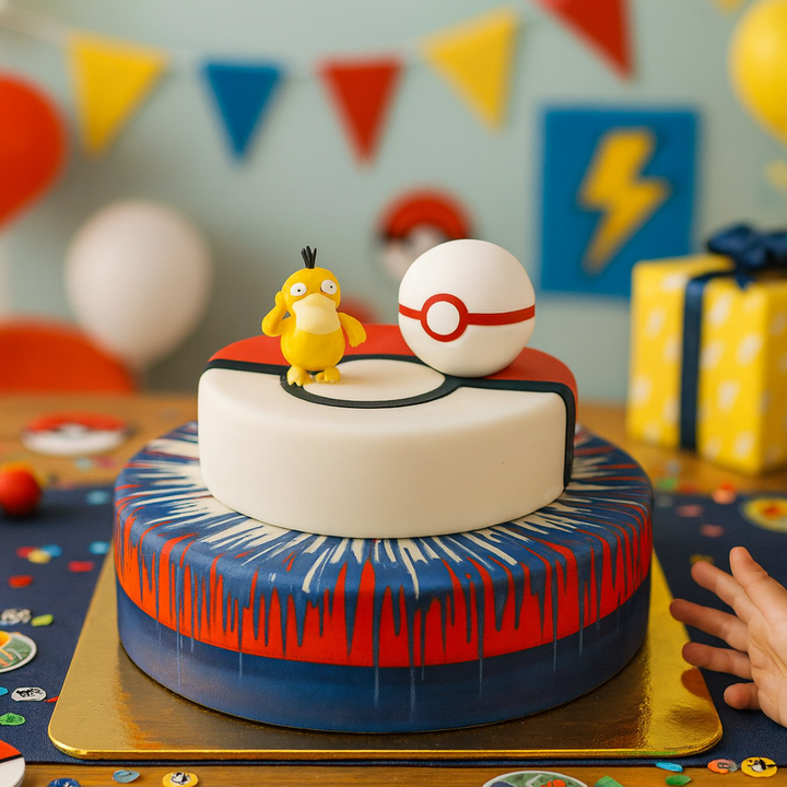 Pokémon®-figuur op een speelbaltaart met twee lagen
