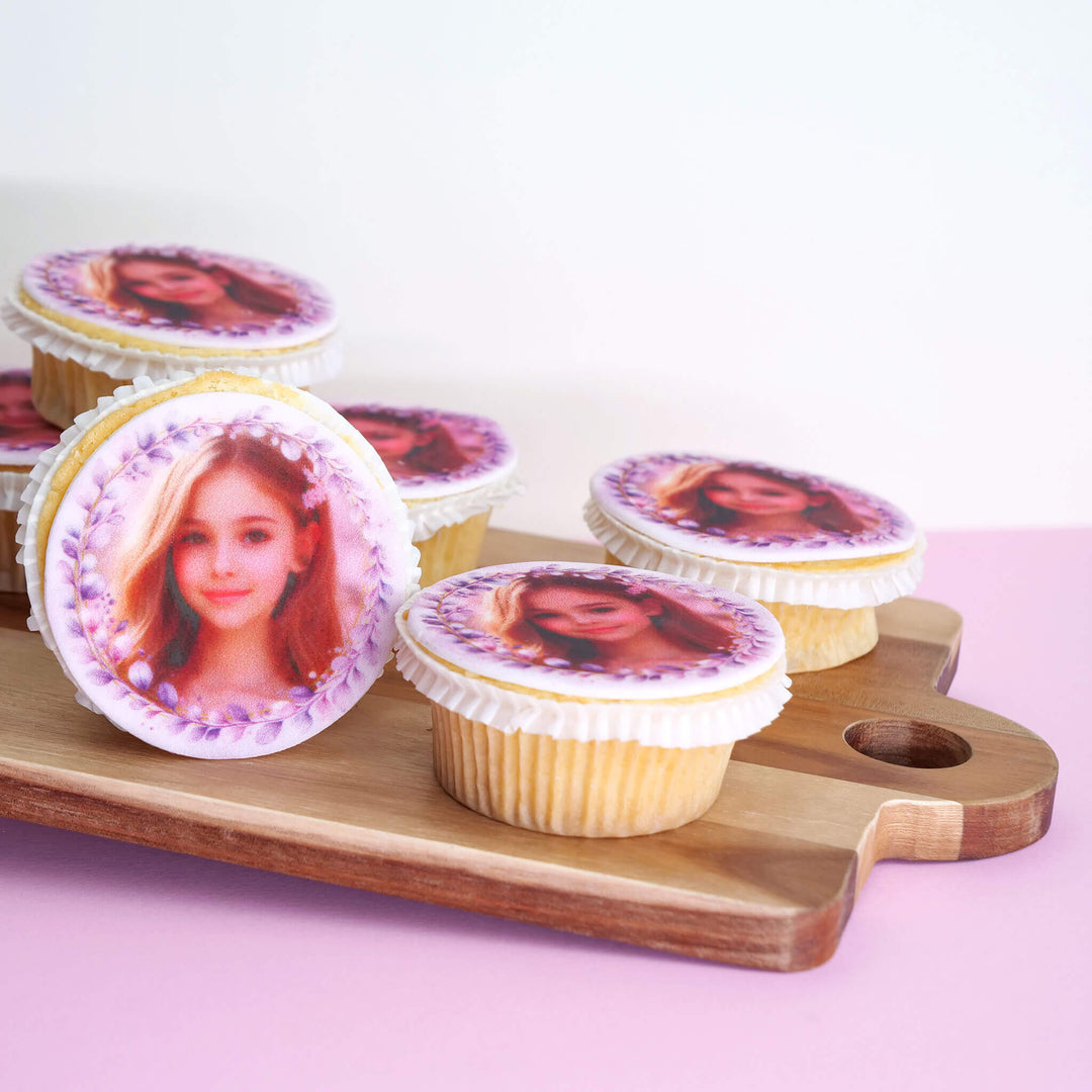 Roze Eucalyptus Foto-Cupcakes (9 stuks)