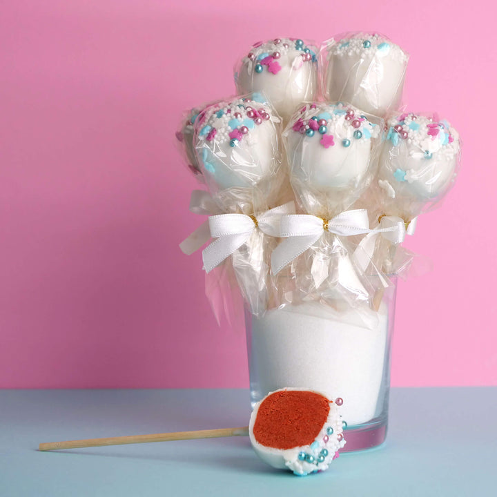 Rote Gender Reveal Cake-Pops "It´s a Girl" (12 Stück)