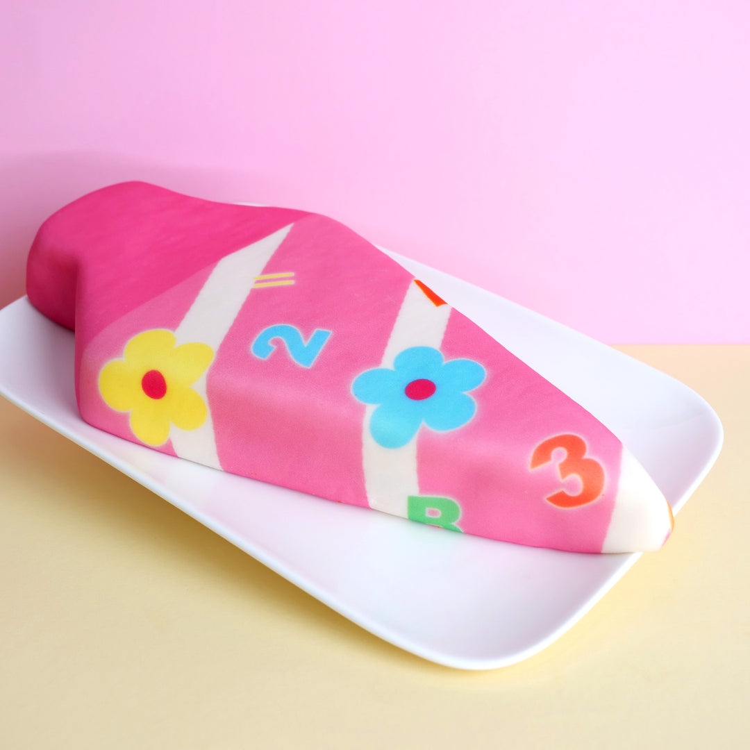 Snoepzakvorm taart in roze