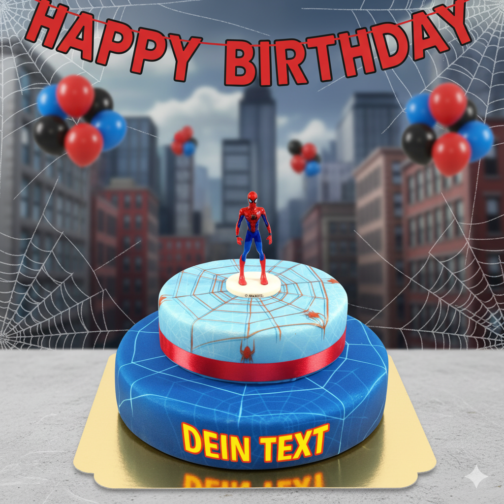 Spider-Man® op twee-verdiepingen spinnenwebtaart met lint