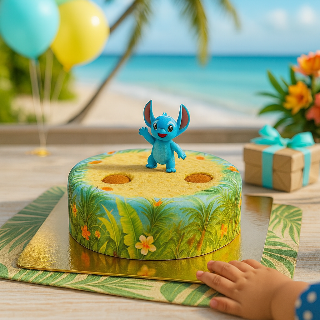 Stitch® op tropische strand taart